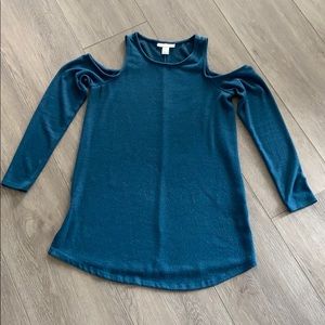 Teal maternity cold shoulder sweater size M